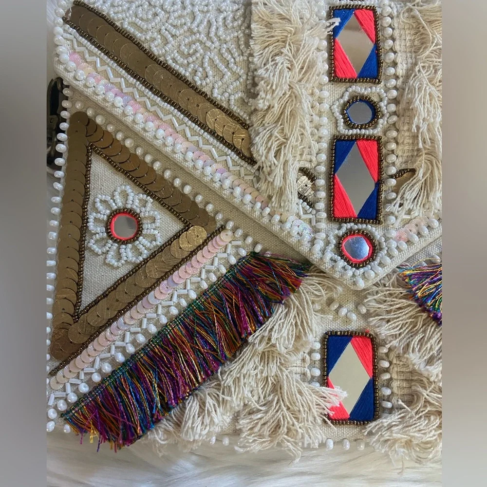 Lulus Tribal Chic Crossbody Bag - Cream and Multicolor - Picture 8 of 8